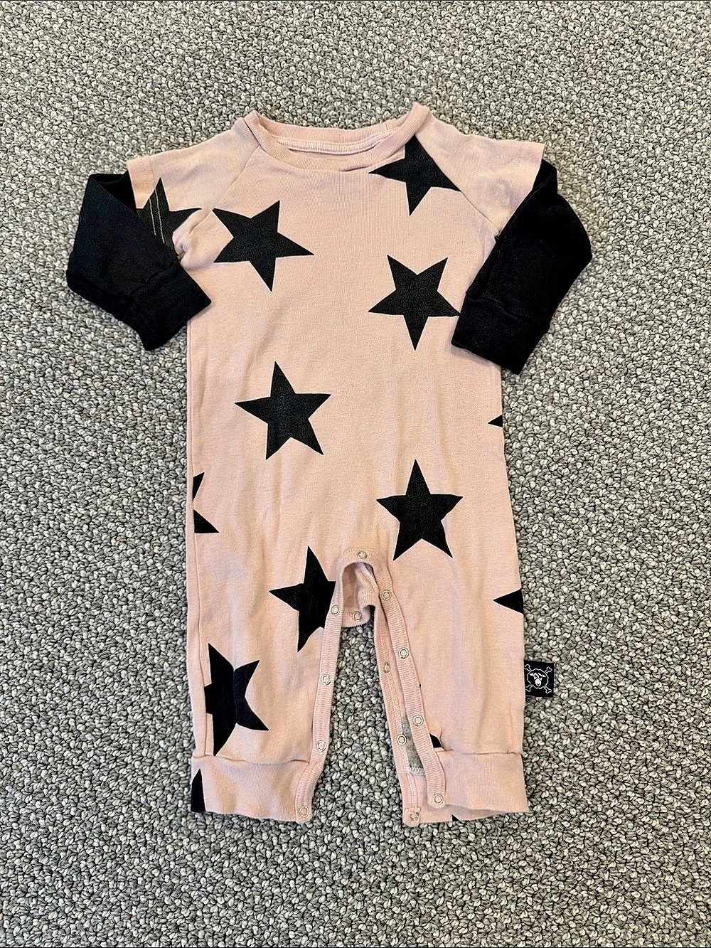 Nununu 6-12 MO Star Print Long Sleeve Romper
